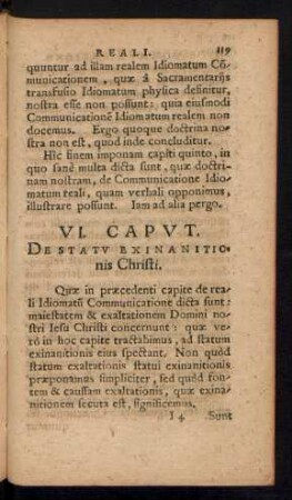 VI. Caput. De Statu Exinanitionis Christi.