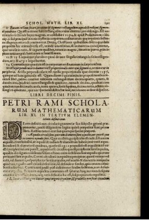 Petri rami scholarum mathematicarum. Lib XI.