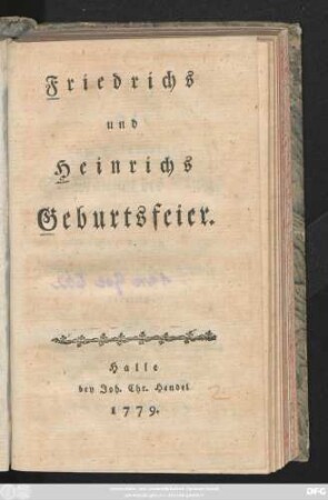 Friedrichs und Heinrichs Geburtsfeier