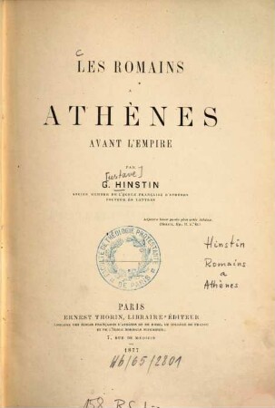 Les Romains à Athènes avant l'Empire