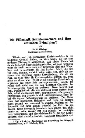 Die Pädagogik Schleiermachers und ihre ethischen Prinzipien