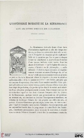 2. Pér. 27.1883: L' orfèvrerie romaine de la Renaissance avec une étude speciale sur Caradosso, 1