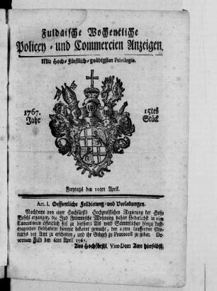 15tes Stück, Ausgabe vom 10. April 1767