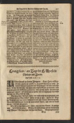 Evangelium/ am Tage der H. Aposteln Philippi und Jacobi. ...
