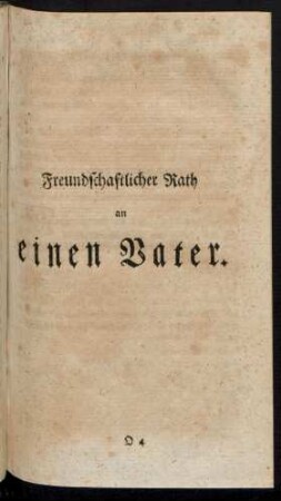 Freundschaftlicher Rath an einen Vater.