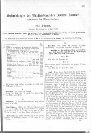 160. Sitzung, Stuttgart,1.4.1909