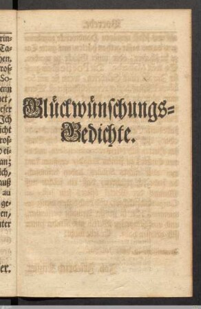 Glückwünschungs-Gedichte.