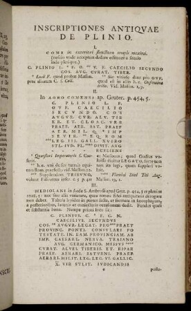 Inscriptiones Antiquae De Plinio