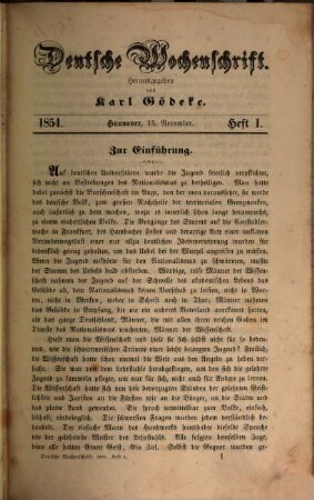 Deutsche Wochenschrift. 1. 1854