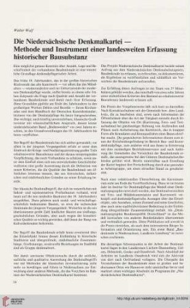 Die Niedersächsische Denkmalkartei - Methode und Instrument einer landesweiten Erfassung historischer Bausuhstanz