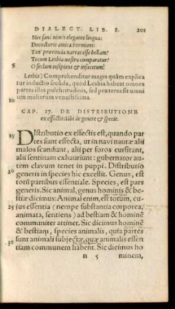 Cap. 27. De Distributione ex effectis: Ubi de genere et specie.