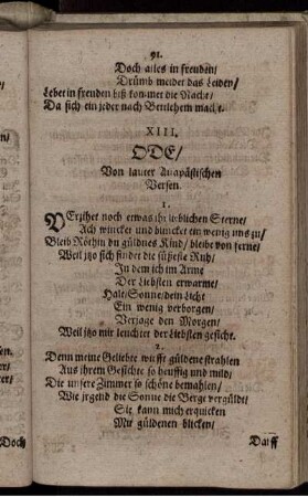 XIII. Ode/ Von lauter Anapästischen Versen