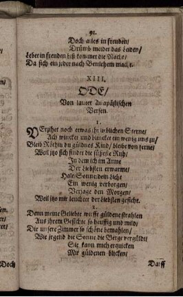 XIII. Ode/ Von lauter Anapästischen Versen