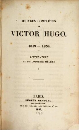 Oeuvres complètes : Litterature et philosophie mêlées, 1