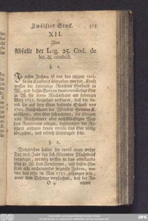 XII. Von Abfalle der Leg. 25. Cod. de loc. & conduct.