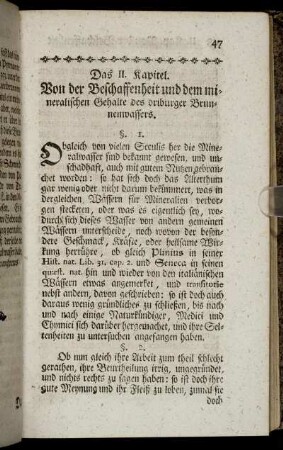 Das II. Kapitel. Von der Beschaffenheit und dem mineralischen Gehalte des driburger Brunnenwassers