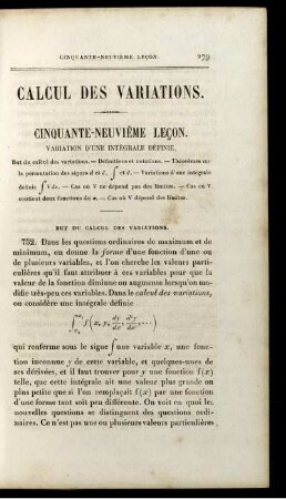 Calcul des variations. Variation d’une intégrale définie …Suite de la variation d’une intégrale définie … Suite des applications du calcul des variations …
