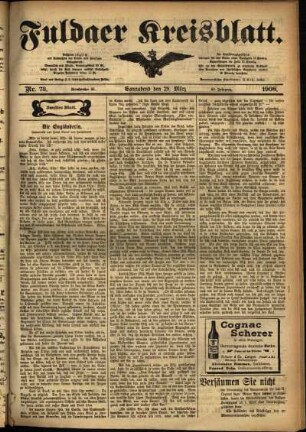 Zweite Ausgabe vom Samstag, den 28. März 1908.