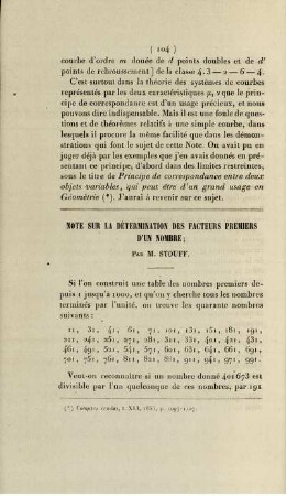 Note sur la détermination des facteurs premiers d'un nombre.