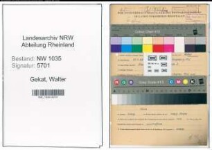 Entnazifizierung Walter Gekat , geb. 27.07.1909 (Bahnmeister)