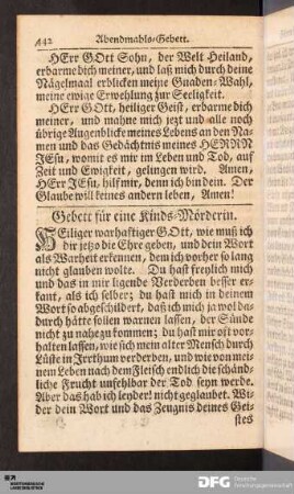 Gebett für eine Kinds-Mörderin.