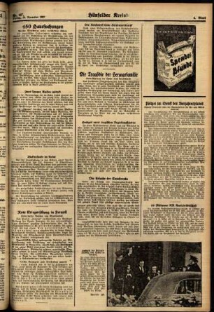 Zweite Ausgabe vom Freitag, den 19. November 1937.