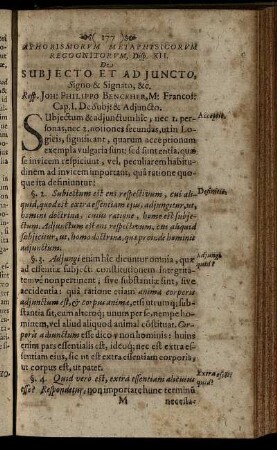 Disp. XII. De Subjecto Et Ad Juncto, Signo & Signato, &c..