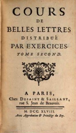 Cours De Belles Lettres : Distribué par Exercices. 2