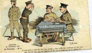 Humoristische Karte zum Leben englischer Soldaten