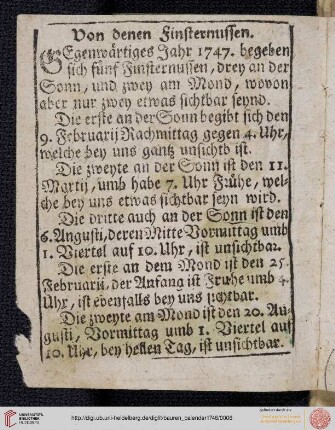 Von denen Finsternussen