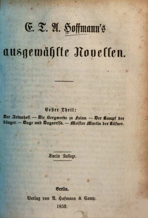 E. T. A. Hoffmann's ausgewählte Novellen. 1