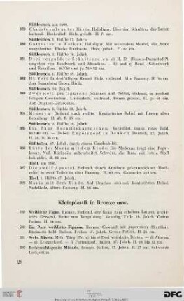 Kleinplastik in Bronze usw. (Nr. 389-420)