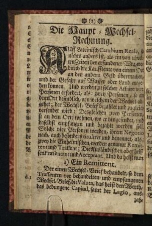 Die Haupt - Wechsel - Rechnung