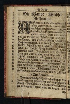 Die Haupt - Wechsel - Rechnung
