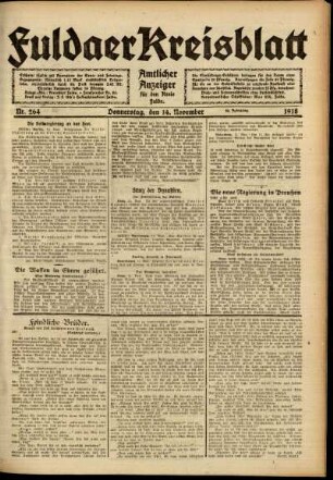 Ausgabe vom Donnerstag, den 14. November 1918.