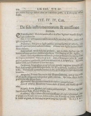 Tit. IV. IV. C. 21. De De fide instrumentorum & amissione corum.