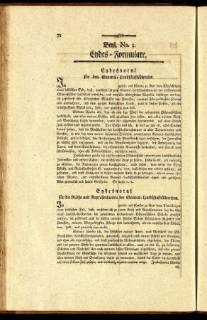 Beyl. No. 3. Eydes-Formulare.