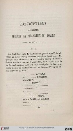 Inscriptions recueillies pendant la publication du volume