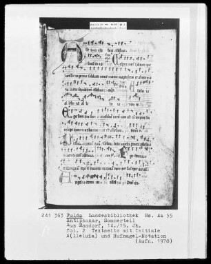 Anitiphonar, Sommerteil — Initiale A (lleluia), Folio 2 recto