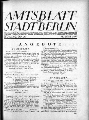 1930,20: Nr. 20, 18. Mai 1930