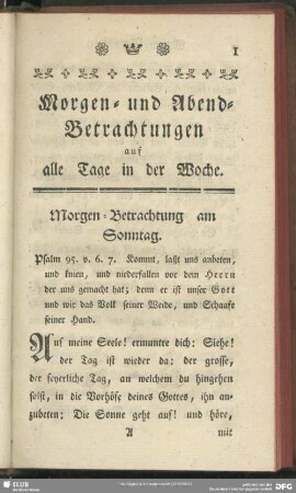 Morgen- und Abend-Betrachtungen auf alle Tage in der Woche