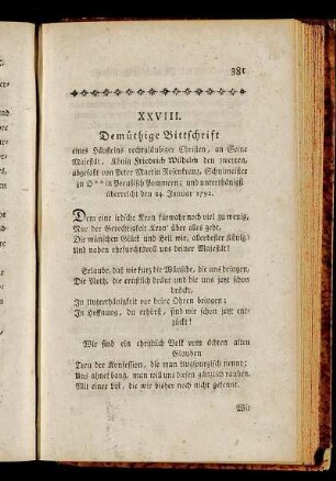 XXVIII. Demüthige Bittschrift. - XXXII. Wachstum in Erkenntniß.