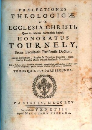 Praelectiones Theologicae De Ecclesia Christi