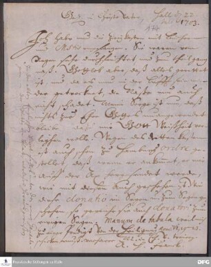 Brief von August Hermann Francke an Friedrich Breckling.