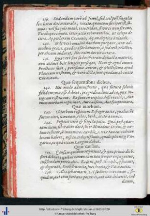 Quae sequentibus diebus. Quae morbum. Quae causam.