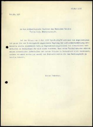 G. Karo an DAI Zentrale