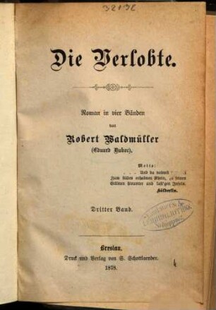 Die Verlobte : Roman in vier Bänden. 3. Band