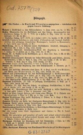 Antiquarischer Katalog von Ferdinand Steinkopf in Stuttgart. 324. 1884