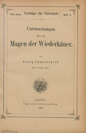 Untersuchungen über den Magen der Wiederkäuer