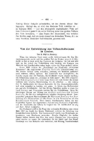 Von der Entwicklung des Volksschulwesens in London